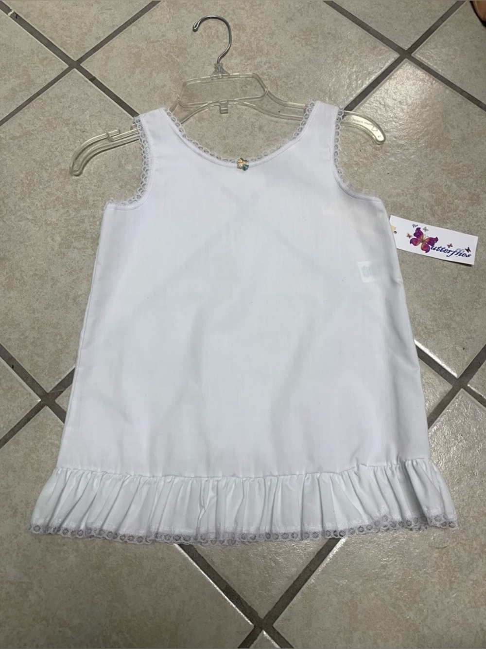 Childs Size 4  White Cotton Dress Slip with Ruffle NWT